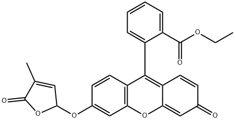 2-[6-[(2,5-二氢-4-甲基-5-氧代-2-呋喃基)氧]-3-氧代-3<I>H</I>-占吨-9-基]苯甲酸乙酯 结构式