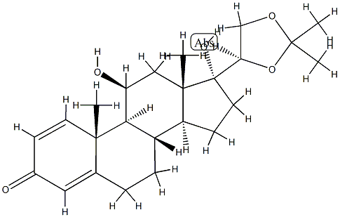 (20R)-11β,17-Dihydroxy-20,21-[isopropylidenebisoxy]pregna-1,4-dien-3-one 结构式