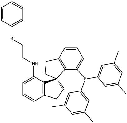 (R)-(+)-7-[N-(2-苯硫基)乙氨基]-7'-[双(3,5-二甲基苯基)膦基]-2,2',3,3'-四氢-1,1'-螺二茚 结构式