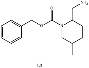 苯甲基 2-(氨基甲基)-5-甲基哌啶-1-甲酸基酯盐酸 结构式