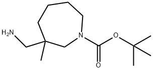 叔-丁基 3-(氨基甲基)-3-甲基吖庚环-1-甲酸基酯 结构式