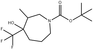 叔-丁基 4-羟基-3-甲基-4-(三氟甲基)吖庚环-1-甲酸基酯 结构式