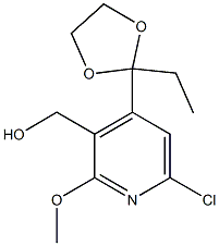 6-CHLORO-4-(2-ETHYL-1,3-DIOXOLAN-2-YL)-2-METHOXYPYRIDIN-3-YL]METHANOL 结构式