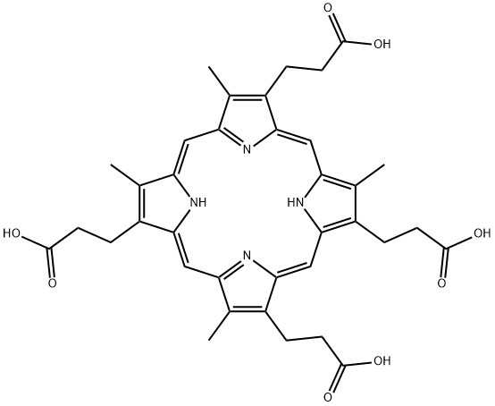 3,8,12,17-tetramethyl-21H,23H-Porphine-2,7,13,18-tetrapropanoic acid 结构式