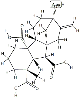 7-Hydroxy-1β-methyl-8-methylenegibbane-1α,4aα,10β-tricarboxylic acid 结构式