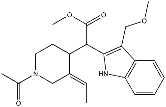 α-(1-Acetyl-3-ethylidene-4-piperidyl)-3-(methoxymethyl)-1H-indole-2-acetic acid methyl ester 结构式