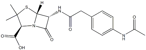 6α-[[[4-(Acetylamino)phenyl]acetyl]amino]penicillanic acid 结构式