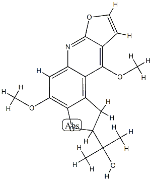 1,2-Dihydro-4,10-dimethoxy-α,α-dimethyldifuro[2,3-b:3',2'-f]quinoline-2-methanol 结构式