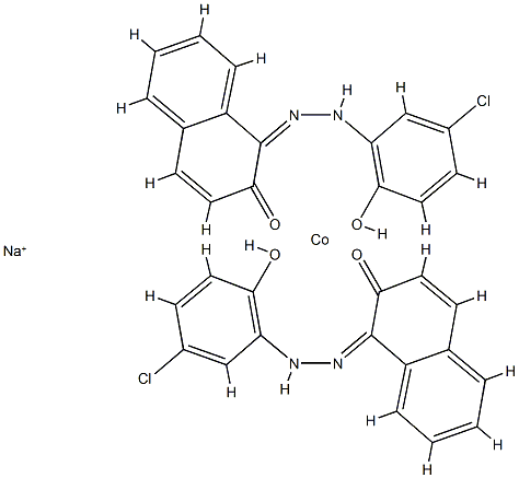 Cobaltate(1-), bis[1-[(5-chloro-2-hydroxyphenyl) azo]-2-naphthalenolato(2-)]-, sodium 结构式