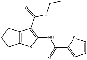 ethyl 2-(thiophene-2-carboxamido)-5,6-dihydro-4H-cyclopenta[b]thiophene-3-carboxylate 结构式