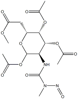 2-Deoxy-2-(3-methyl-3-nitrosoureido)-D-glucopyranose 1,3,4,6-tetraacetate 结构式