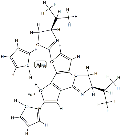 (S,S'')-2,2''-双[(S)-4-异丙基恶唑啉-2-基]-1,1''-双二茂铁 结构式