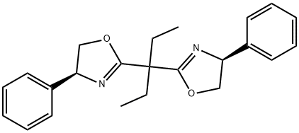 (4S,4′S)-(-)-2,2′-(3-亚戊基)双(4-苯基噁唑啉) 结构式