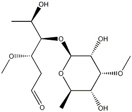 4-O-(6-Deoxy-3-O-methyl-β-D-allopyranosyl)-3-O-methyl-2,6-dideoxy-D-ribo-hexose 结构式