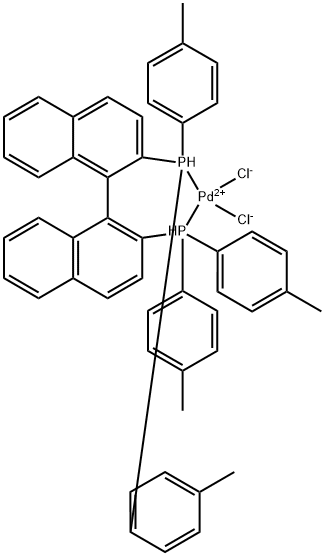 [(R)-(+)-2,2′-双(二-对甲苯基膦)-1,1′-联萘]氯化钯(II) 结构式