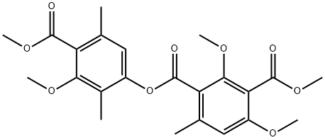2,4-Dimethoxy-6-methylisophthalic acid 1-[3,6-dimethyl-5-methoxy-4-(methoxycarbonyl)phenyl]3-methyl ester 结构式
