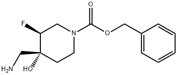 (3S,4R)-苯甲基 4-(氨基甲基)-3-氟-4-羟基哌啶-1-甲酸基酯 结构式