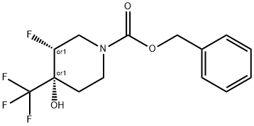 (3R,4S)-苯甲基 3-氟-4-羟基-4-(三氟甲基)哌啶-1-甲酸基酯 结构式