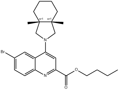 butyl 4-((3aR,7aS)-3a,7a-dimethyl-1H-isoindol-2(3H,3aH,4H,5H,6H,7H,7aH)-yl)-6-bromoquinoline-2-carboxylate 结构式