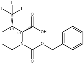 (2S,3R)-1-((苄氧基)羰基)-3-(三氟甲基)哌啶-2-羧酸 结构式