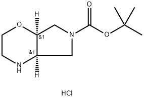 (4AS,7AR)-叔-丁基六氢吡咯并[3,4-B][1,4]噁嗪-6(2H)-甲酸基酯盐酸 结构式