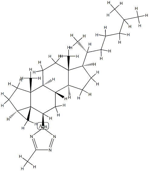 2-(3α,5-Cyclo-5α-cholestan-6β-yl)-5-methyl-2H-tetrazole 结构式