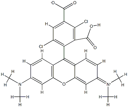 9-(2,4-二羧基-3,6-二氯苯基)-3,6-二(二甲基氨基)吨内盐 结构式