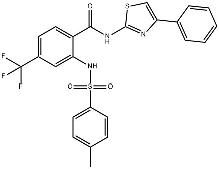2-(4-甲基苯磺胺基)-N-(4-苯基噻唑-2-基)-4-三氟甲基苯甲酰胺 结构式