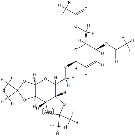 6-O-(4-O,6-O-Diacetyl-2,3-dideoxy-α-D-erythro-hexa-2-enopyranosyl)-1-O,2-O:3-O,4-O-diisopropylidene-α-D-galactopyranose 结构式