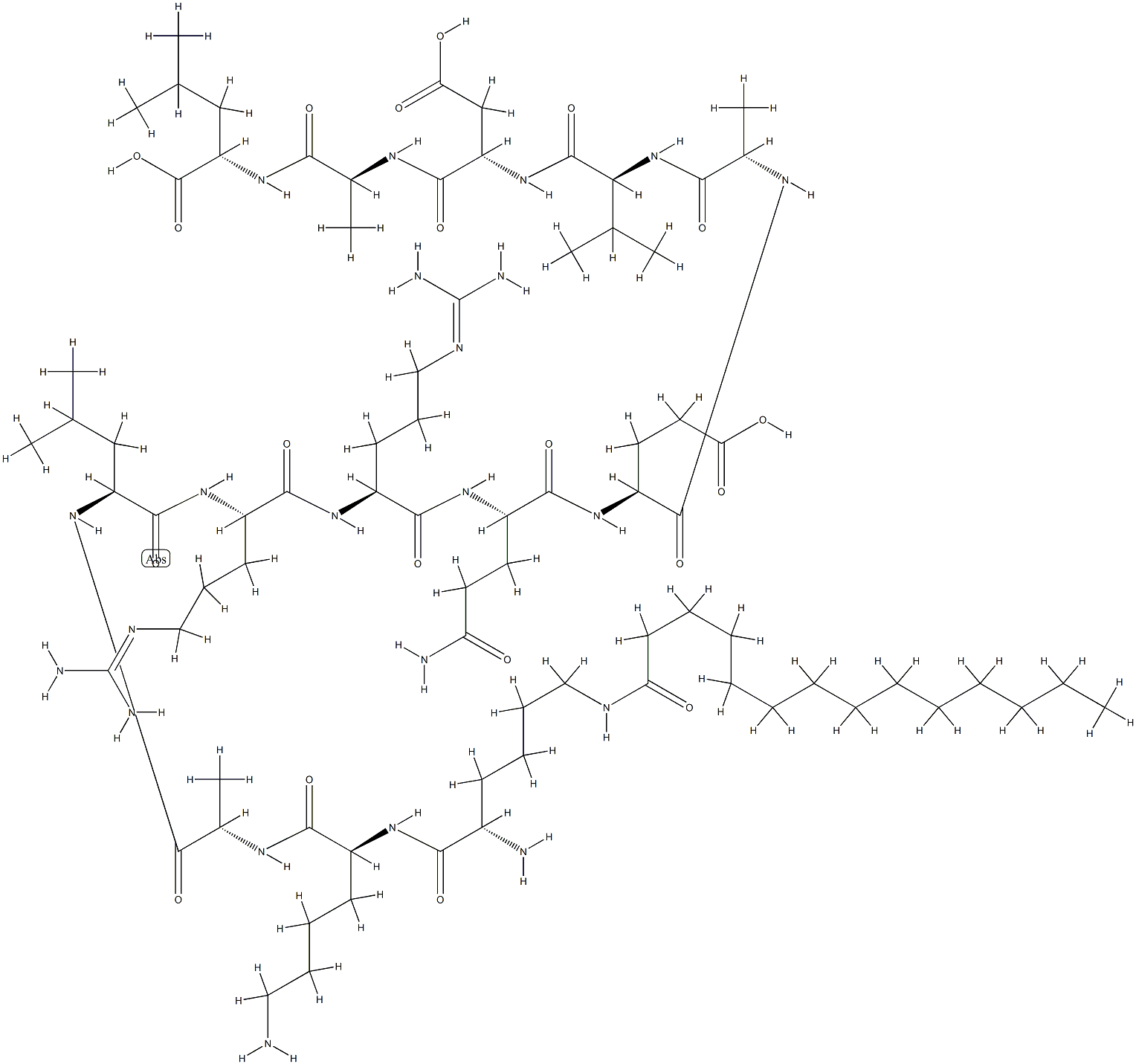 H-LYS(MYR)-LYS-ALA-LEU-ARG-ARG-GLN-GLU-ALA-VAL-ASP-ALA-LEU-OH 结构式