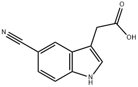 2-(5-氰基-3-吲哚基)乙酸 结构式