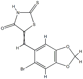 (5E)-5-[(6-bromo-1,3-benzodioxol-5-yl)methylidene]-2-sulfanylidene-1,3-thiazolidin-4-one 结构式