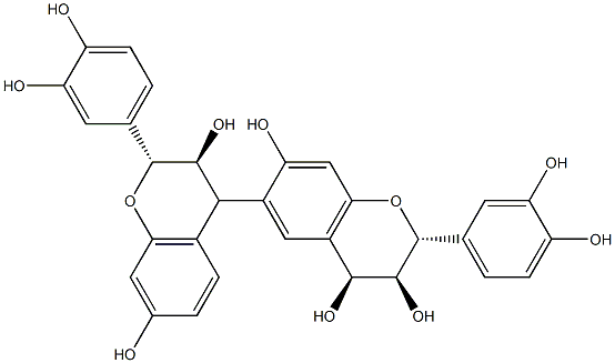 (2R,2'R,3S,3'S,4S,4'R)-3,3',4,4'-Tetrahydro-2,2'-bis(3,4-dihydroxyphenyl)-4,6'-bi[2H-1-benzopyran]-3,3',4',7,7'-pentol 结构式