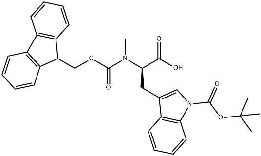 (9H-Fluoren-9-yl)MethOxy]Carbonyl N-Me-D-Trp(Boc)-OH 结构式