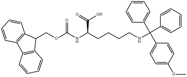 N2-(((9H-芴-9-基)甲氧基)羰基)-N6-((4-甲氧基苯基)二苯基甲基)-D-赖氨酸 结构式
