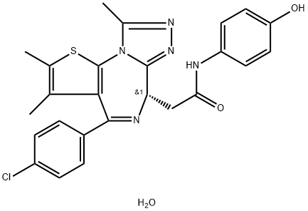 6H-Thieno[3,2-f][1,2,4]triazolo[4,3-a][1,4]diazepine-6-acetamide, 4-(4-chlorophenyl)-N-(4-hydroxyphenyl)-2,3,9-trimethyl-, hydrate (1:2), (6S)- 结构式