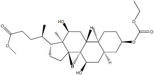 3α-Ethoxycarbonyloxy-7α,12α-dihydroxy-5β-cholan-24-oic acid methyl ester 结构式