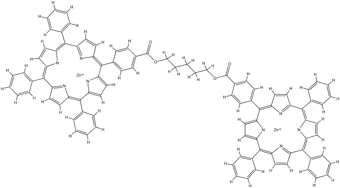 五亚甲基双[4-(10,15,20-三苯卟吩-5-基)苯甲酸]二锌(Ⅱ)[激子手性法用试剂] 结构式