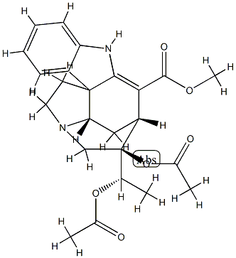 (19S)-2,16-Didehydro-19,20-diacetoxycuran-17-oic acid methyl ester 结构式