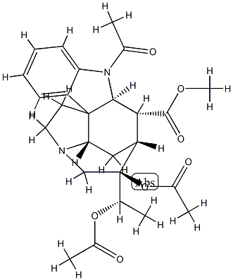 (19S)-1-Acetyl-19,20-diacetoxycuran-17-oic acid methyl ester 结构式