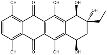 (7R)-8-Ethyl-7,8,9,10-tetrahydro-1,4,6,7,8α,10β,11-heptahydroxy-5,12-naphthacenedione 结构式