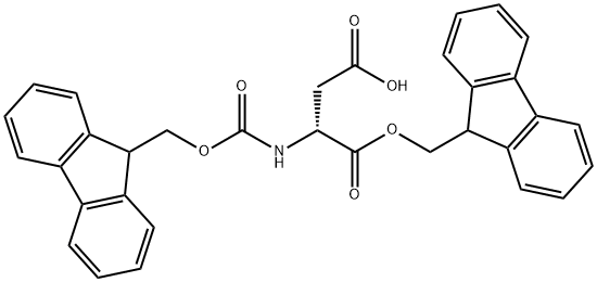 N-芴甲氧羰基-D-天冬氨酸 1-(9H-芴-9-基甲基)酯 结构式