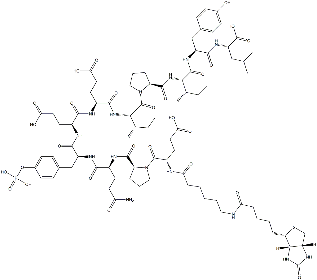 BIOTINYL-Ε-AMINOCAPROYL-GLU-PRO-GLN-TYR(PO3H2)-GLU-GLU-ILE-PRO-ILE-TYR-LEU-OH 结构式