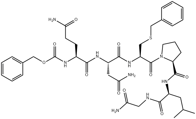 benzyl N-[1-[[1-[[3-benzylsulfanyl-1-[2-[[1-(carbaMoylMethylcarbaMoyl)-3-Methyl-butyl]carbaMoyl]pyrrolidin-1-yl]-1-oxo-propan-2-yl]carbaMoyl]-2-carbaMoyl-ethyl]carbaMoyl]-3-carbaMoyl-propyl]carbaMate 结构式