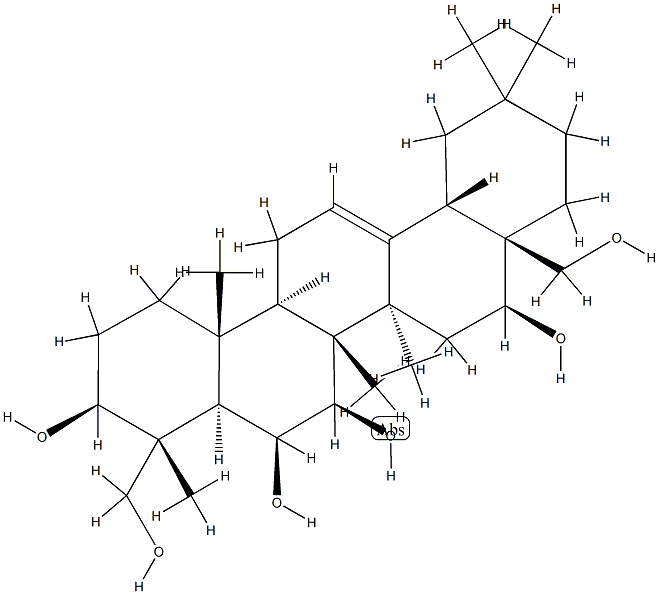 (4R)-Olean-12-ene-3β,6β,7β,16β,23,28-hexol 结构式