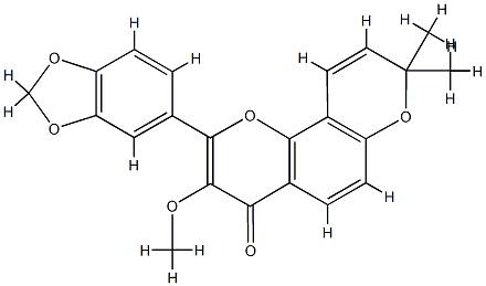 2-(1,3-Benzodioxole-6-yl)-3-methoxy-8,8-dimethyl-4H,8H-benzo[1,2-b:3,4-b']dipyran-4-one 结构式