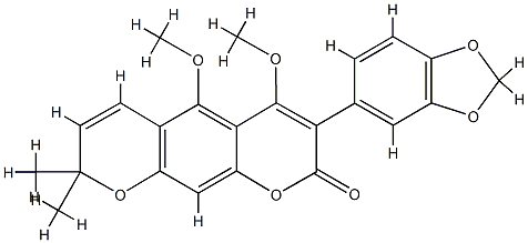 4,5-Dimethoxy-8,8-dimethyl-3-(3,4-methylenedioxyphenyl)-2H,8H-benzo[1,2-b:5,4-b']dipyran-2-one 结构式