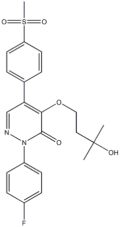 2-(4-FLUORFENYL)-4-(3-HYDROXY-3-METHYLBUTOXY)-5-(4-MESYLFENYL)PYRIDAZINE-3(2H)-ON 结构式
