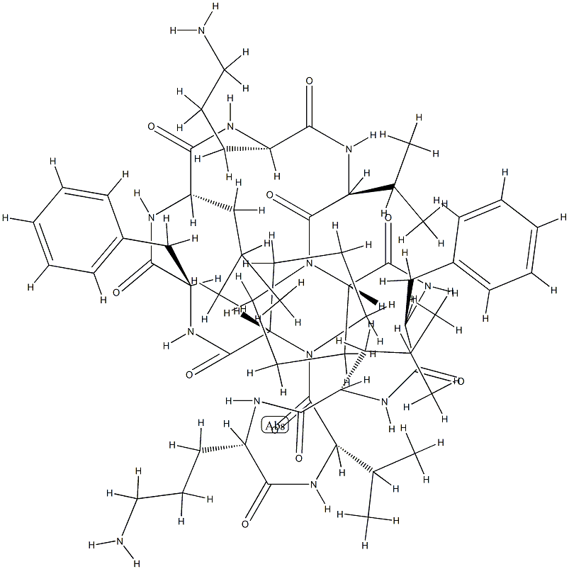 Cyclo(Pro-D-Phe-Leu-Orn-Val-Pro-D-Phe-Leu-Orn-Val-) 结构式