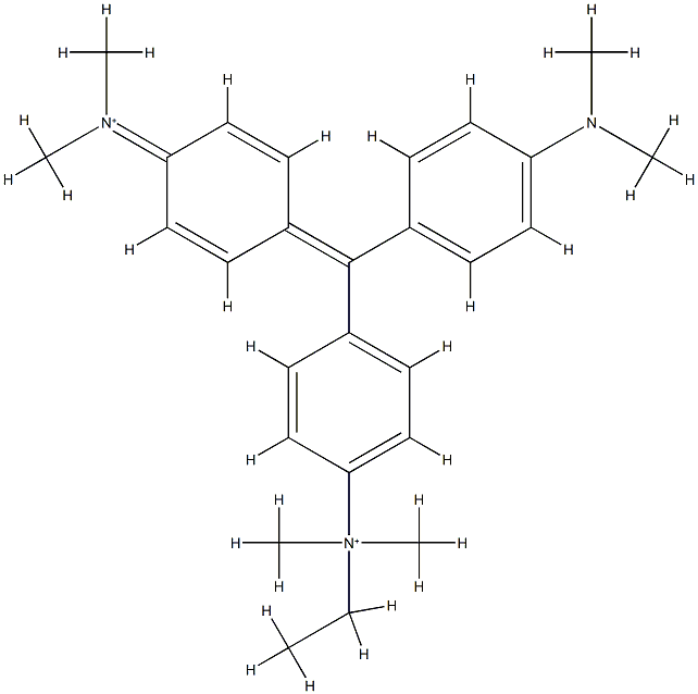 N,N-Dimethyl-4-[α-[4-(dimethylamino)phenyl]-4-(ethyldimethylaminio)benzylidene]-2,5-cyclohexadiene-1-ylideneiminium 结构式